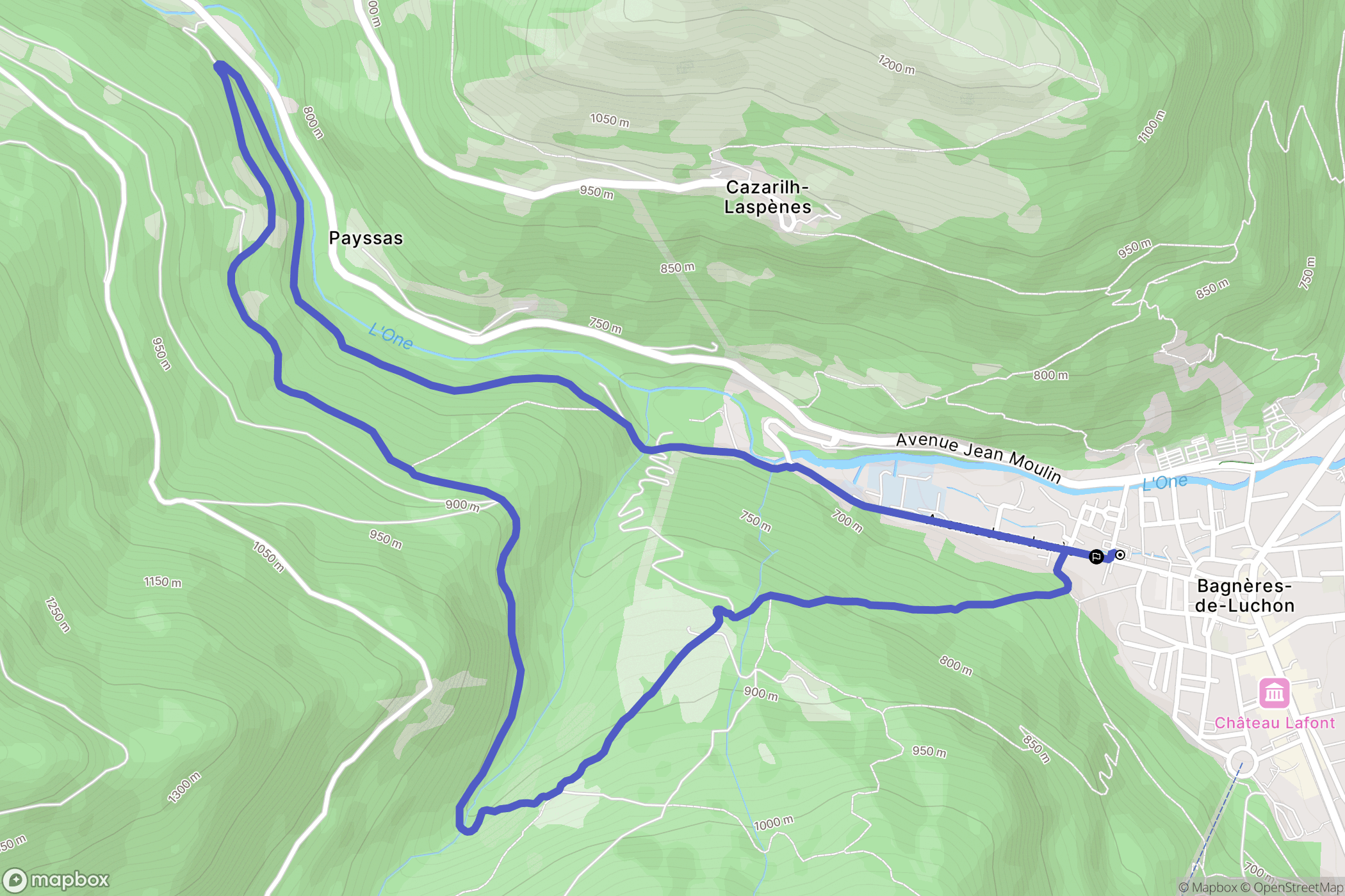 Bagnères-de-Luchon : carte du parcours de randonnée - France