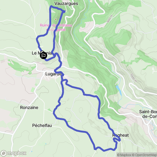 Lugarde : carte du parcours de randonnée - France