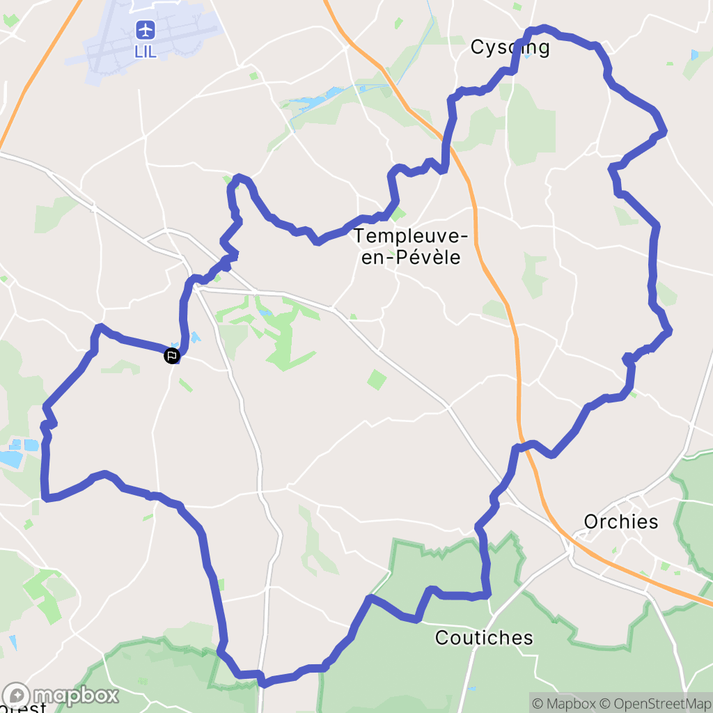 Mérignies : carte du parcours de randonnée - France