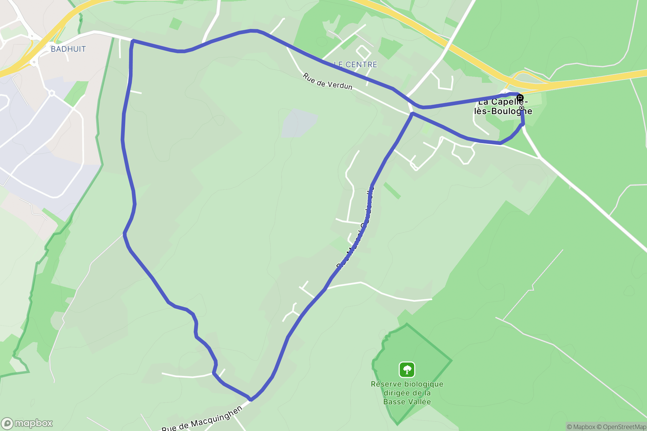 La Capelle-lès-Boulogne : carte du parcours de randonnée - France