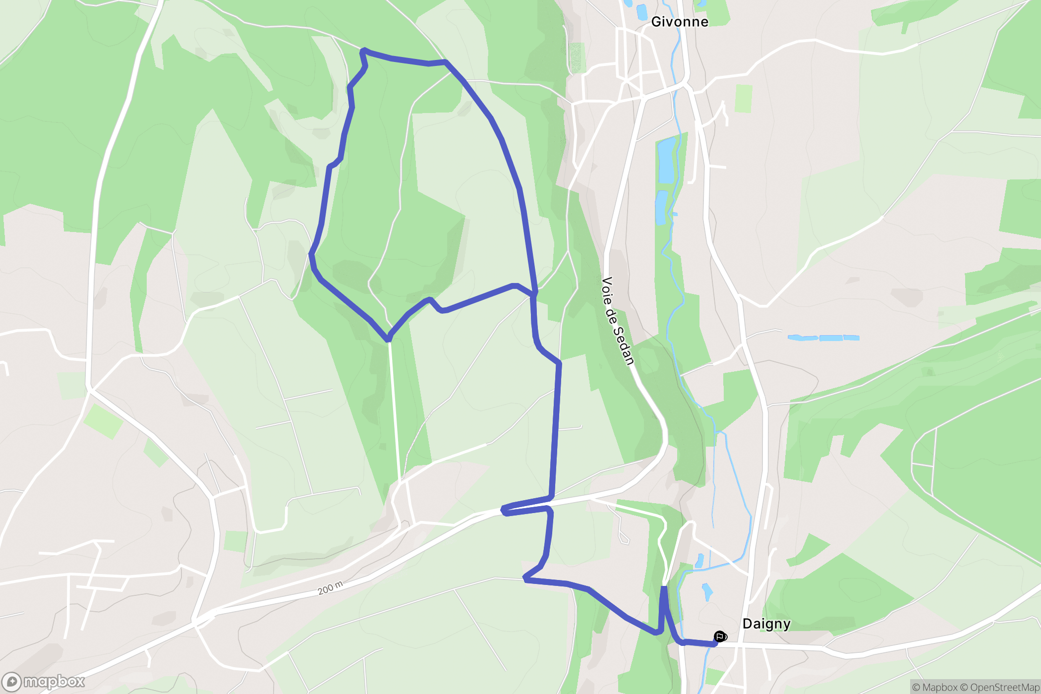Daigny : carte du parcours de randonnée - France