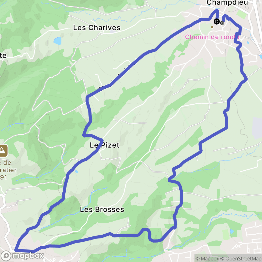 Champdieu : carte du parcours de randonnée - France