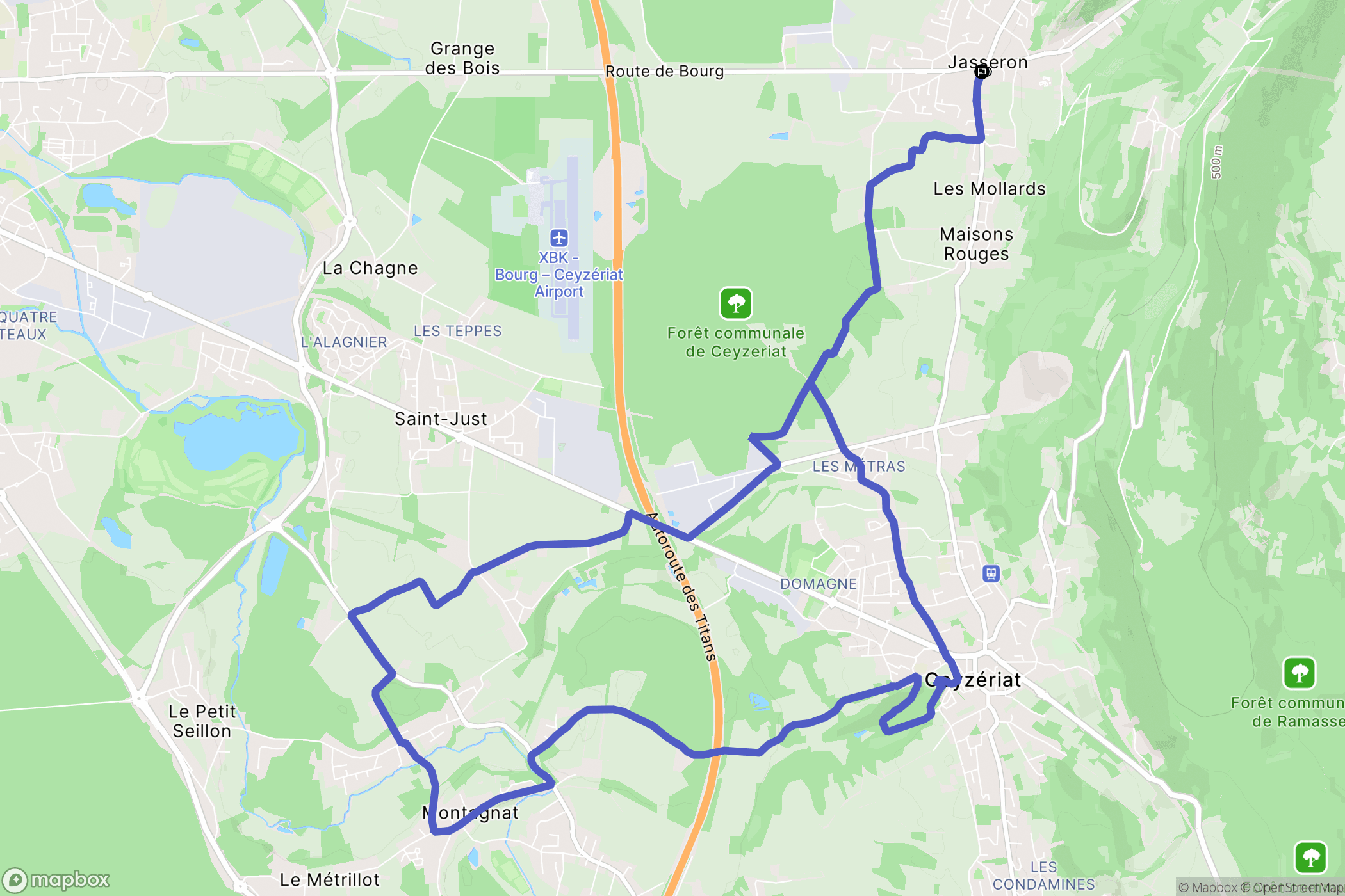 Jasseron : carte du parcours de randonnée - France
