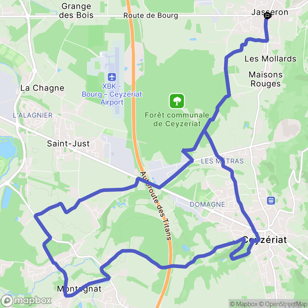 Jasseron : carte du parcours de randonnée - France