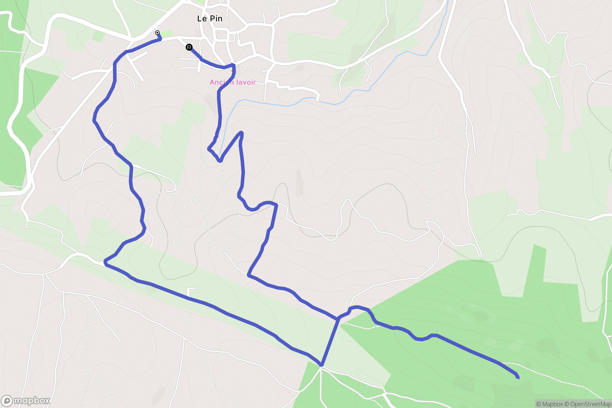 Le Pin : carte du parcours de randonnée - France