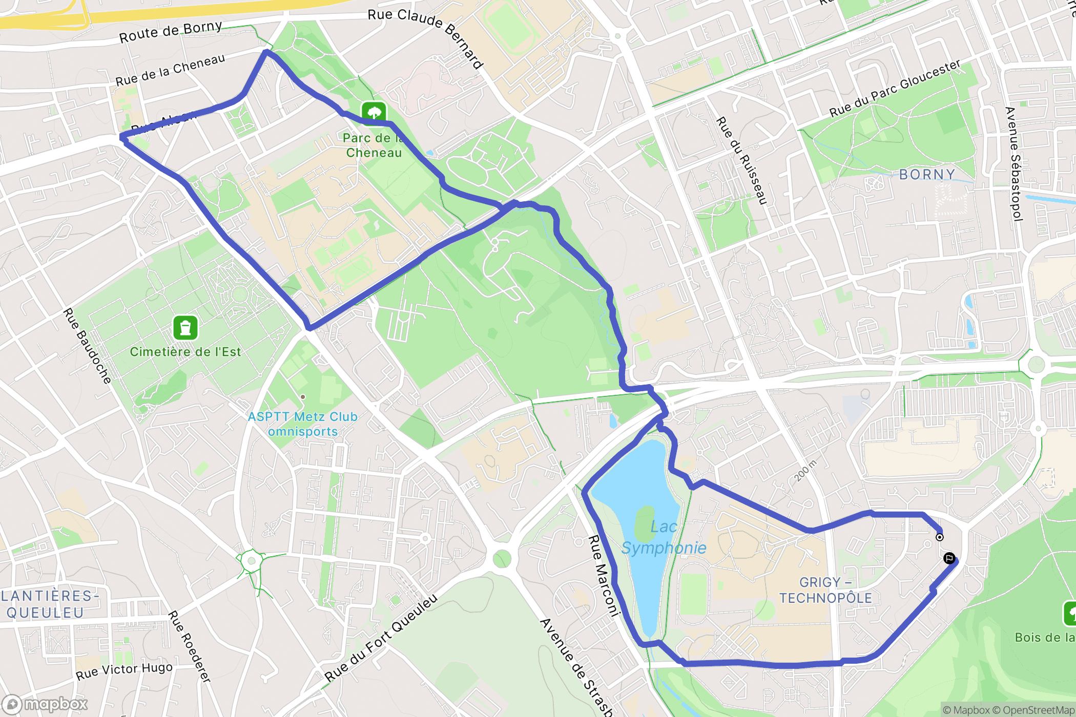 Metz : carte du parcours de randonnée - France