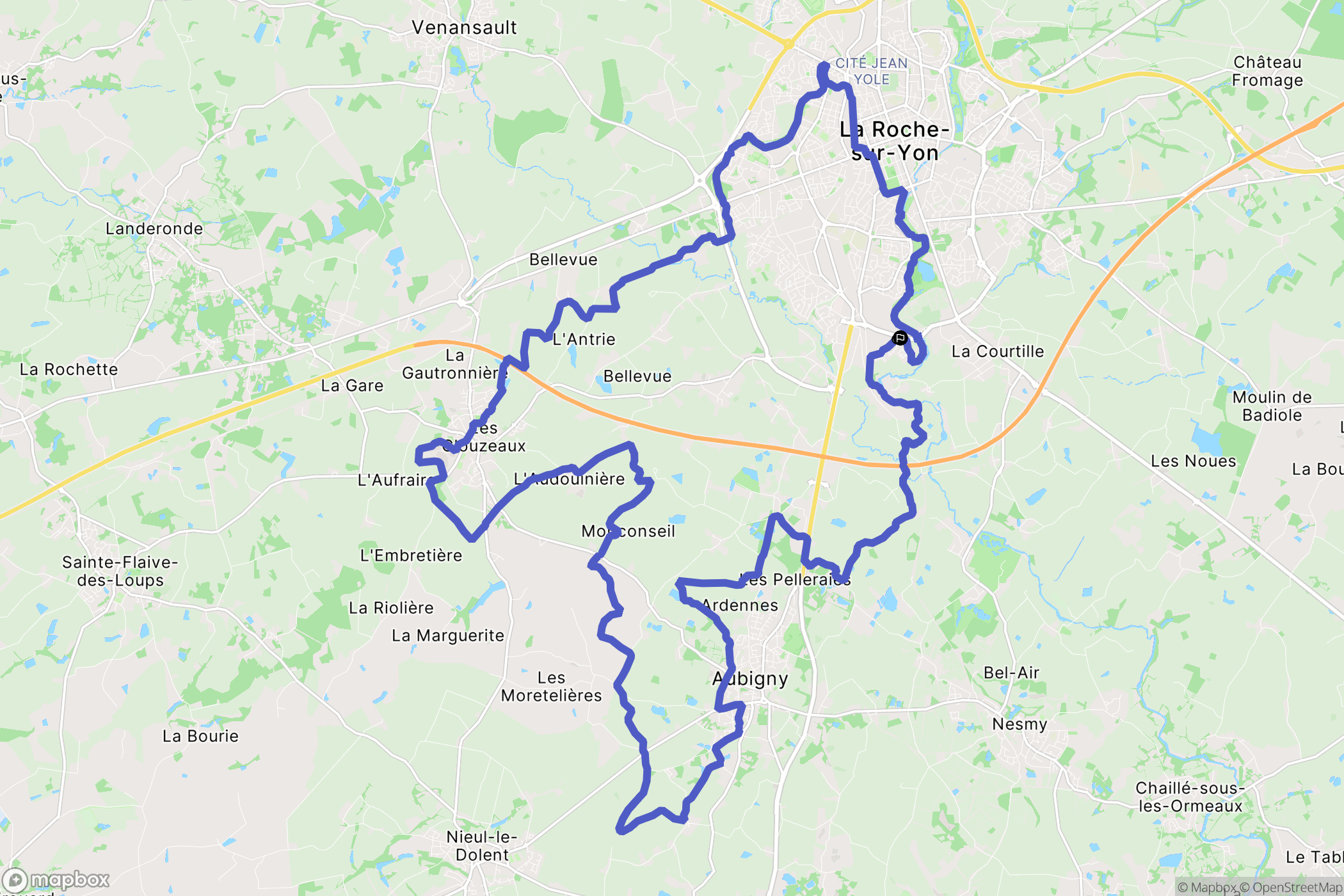 La Roche-sur-Yon : carte du parcours de randonnée - France