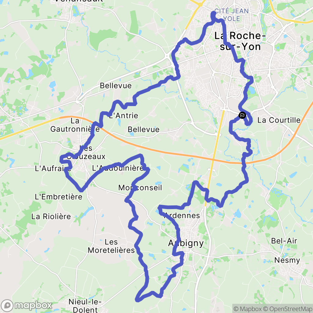 La Roche-sur-Yon : carte du parcours de randonnée - France
