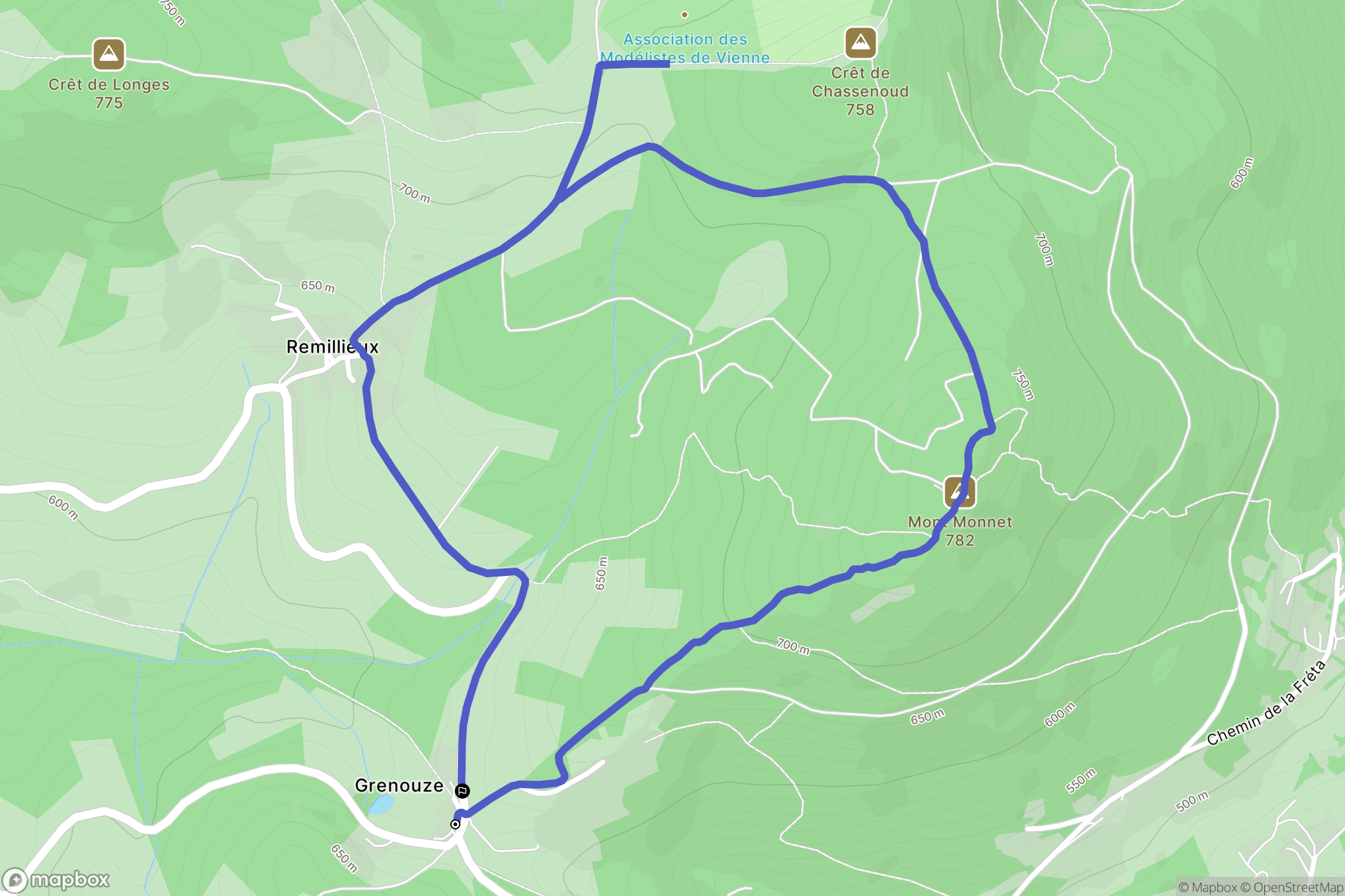 La Chapelle-Villars : carte du parcours de randonnée - France