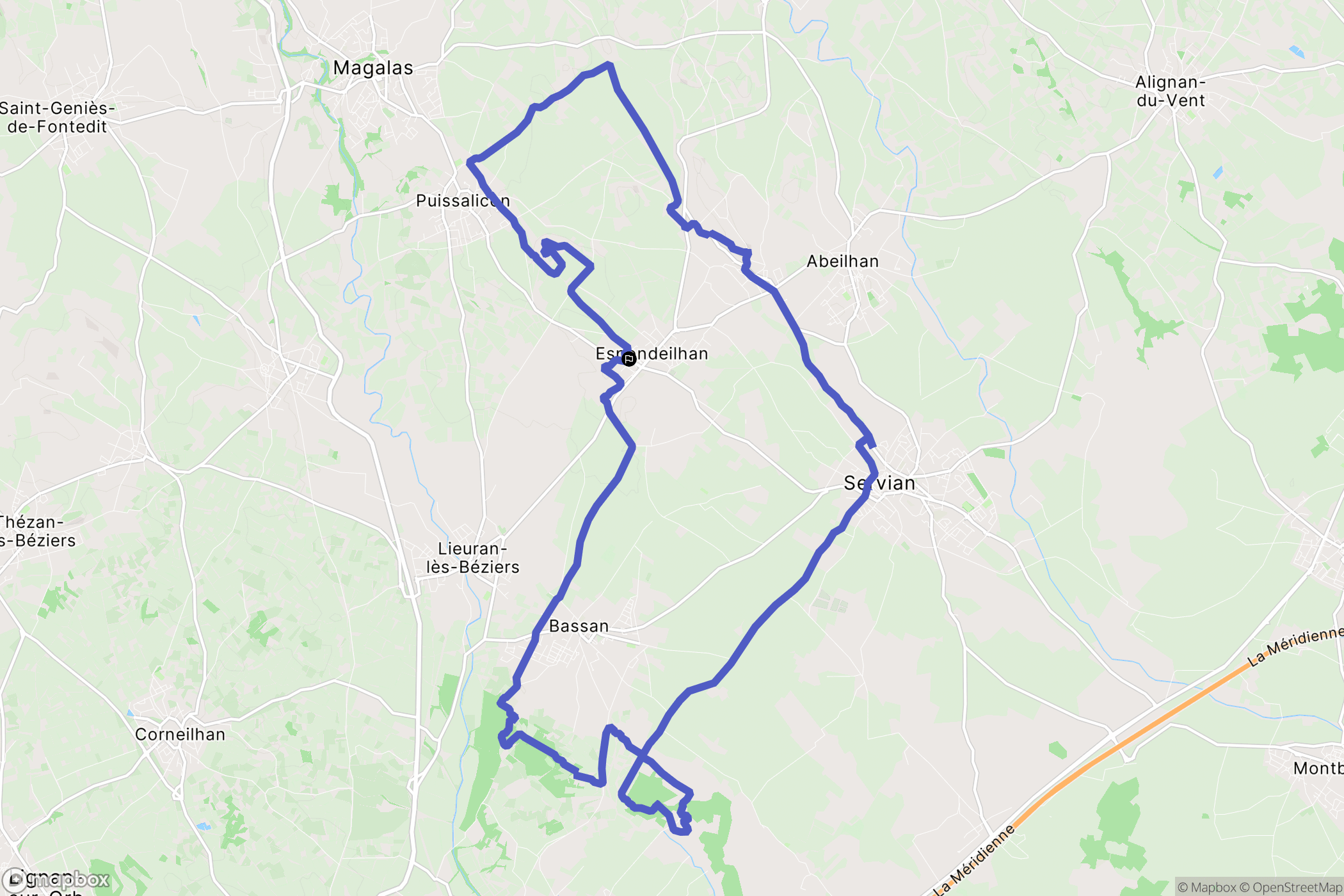 Espondeilhan : carte du parcours de randonnée - France