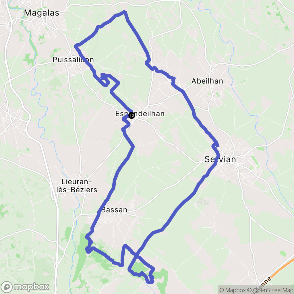 Espondeilhan : carte du parcours de randonnée - France