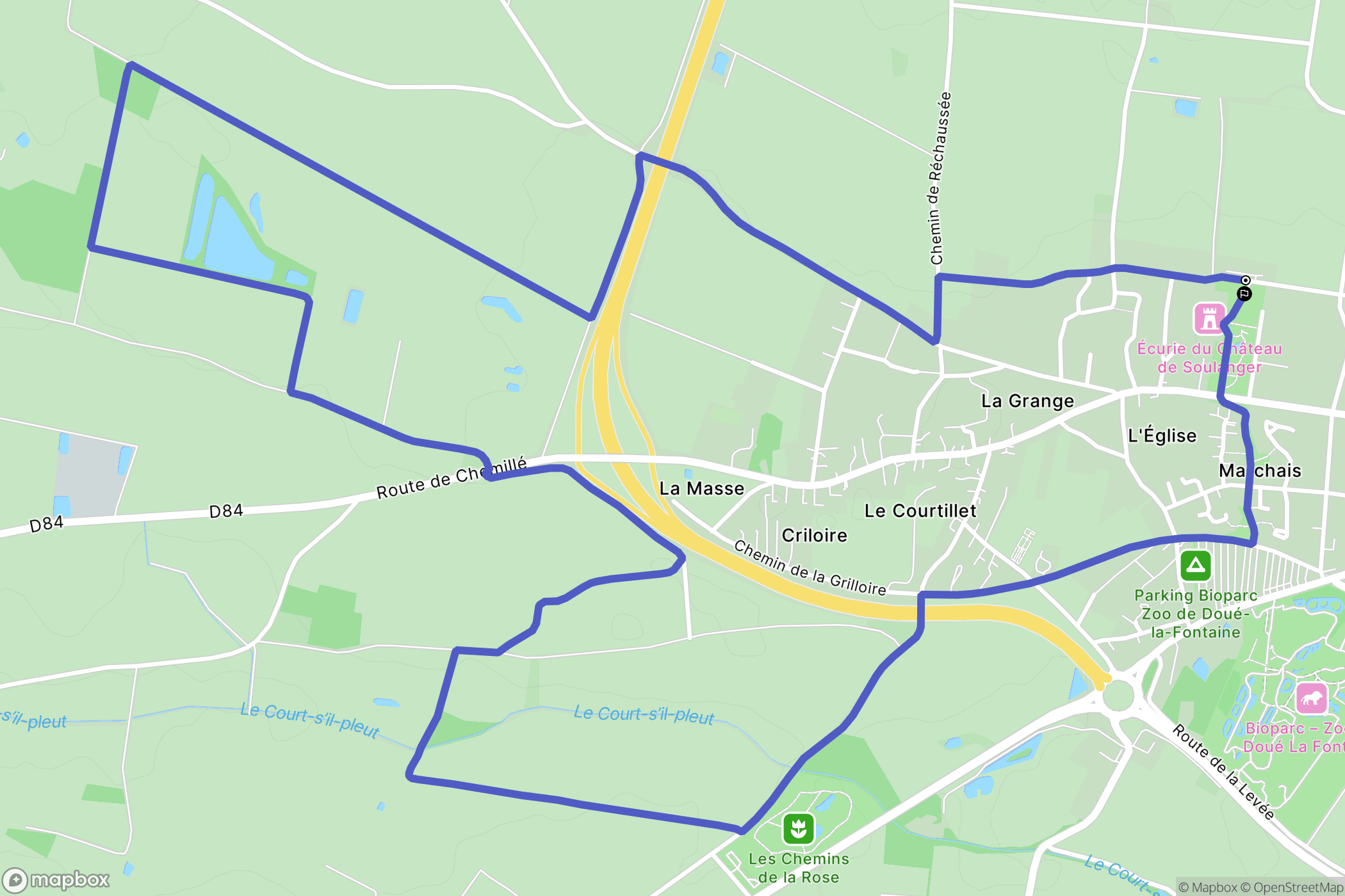 Doué-en-Anjou : carte du parcours de randonnée - France