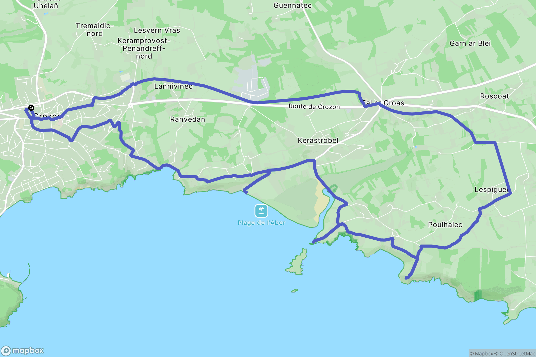 Crozon : carte du parcours de randonnée - France