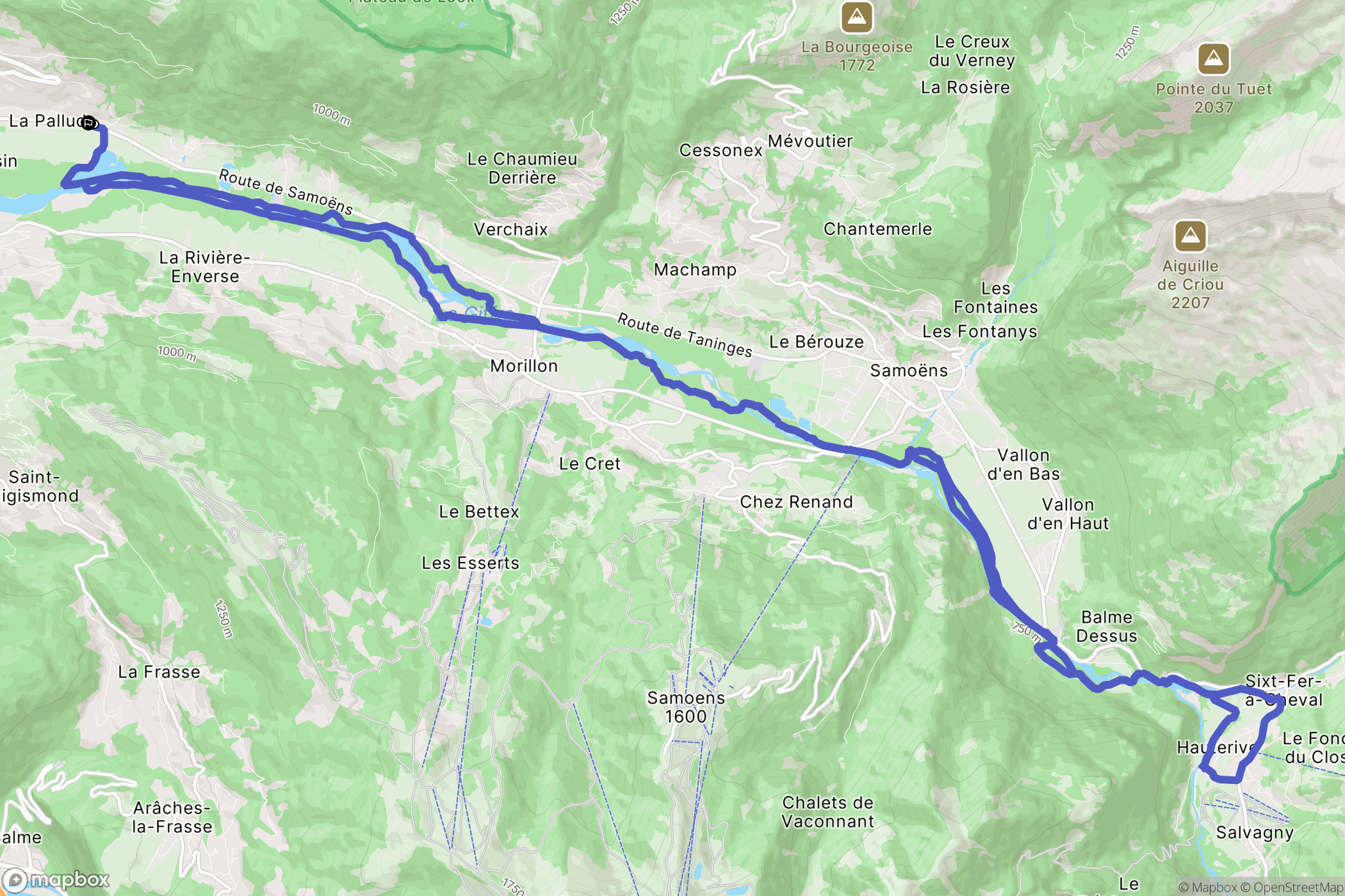 Taninges : carte du parcours de randonnée - France