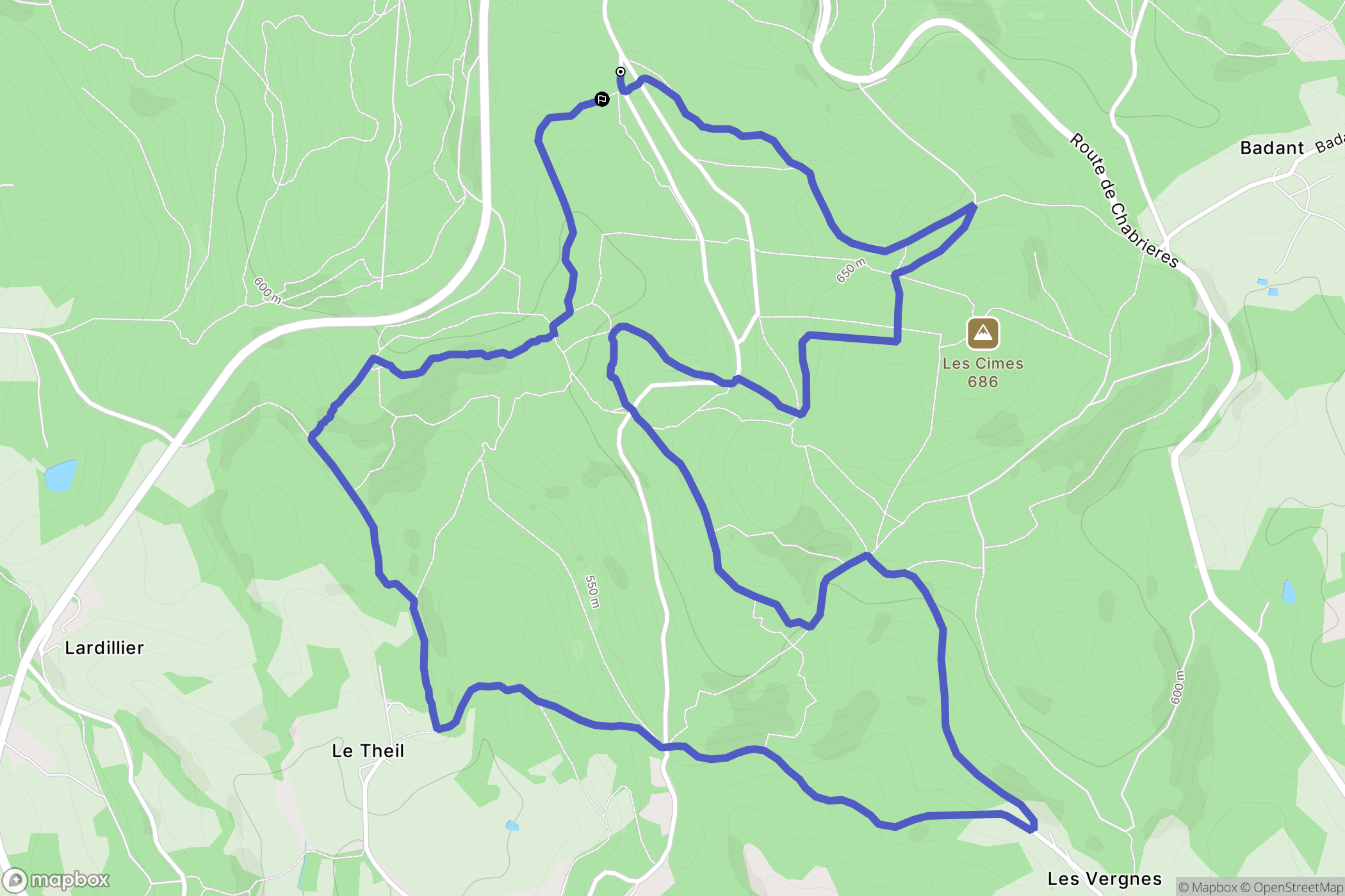 Guéret : carte du parcours de randonnée - France