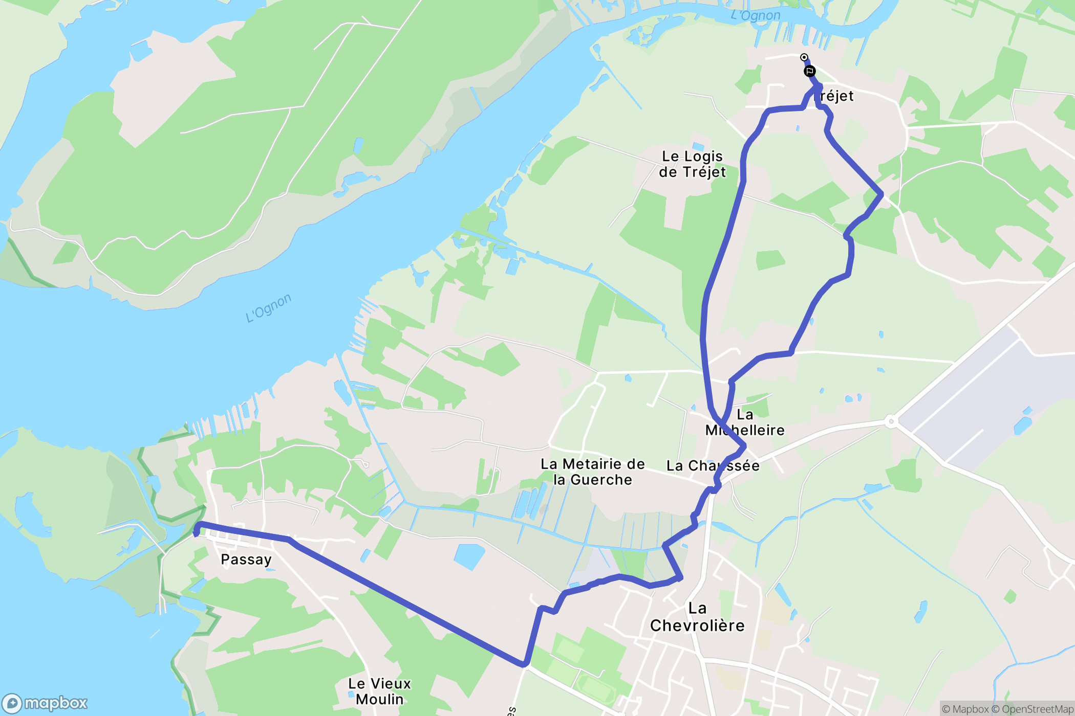 La Chevrolière : carte du parcours de randonnée - France