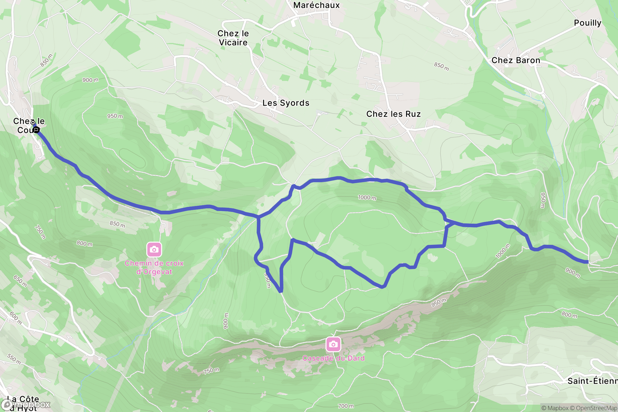 Faucigny : carte du parcours de randonnée - France