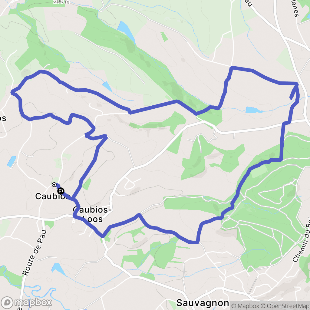 Caubios-Loos : carte du parcours de randonnée - France