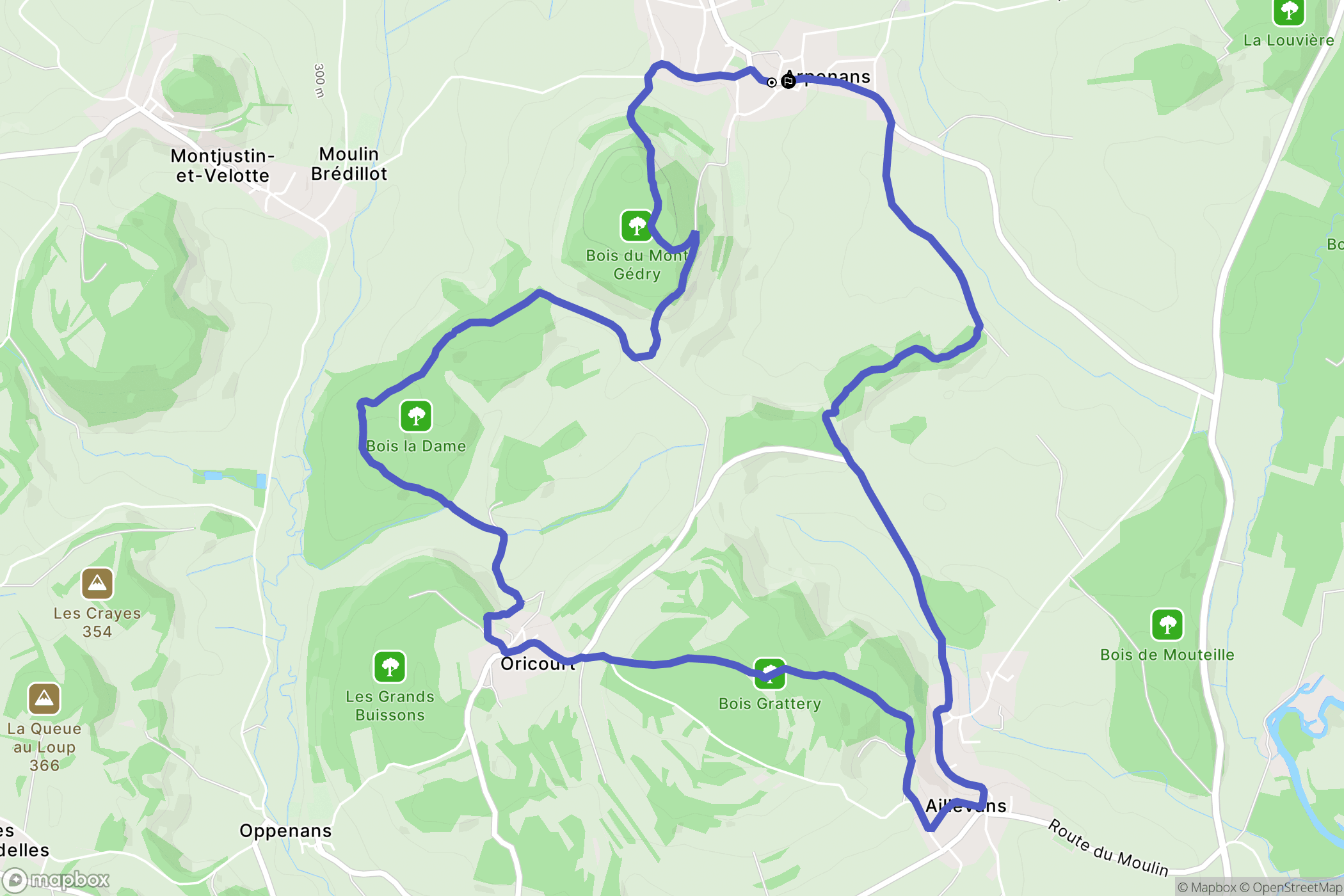 Arpenans : carte du parcours de randonnée - France