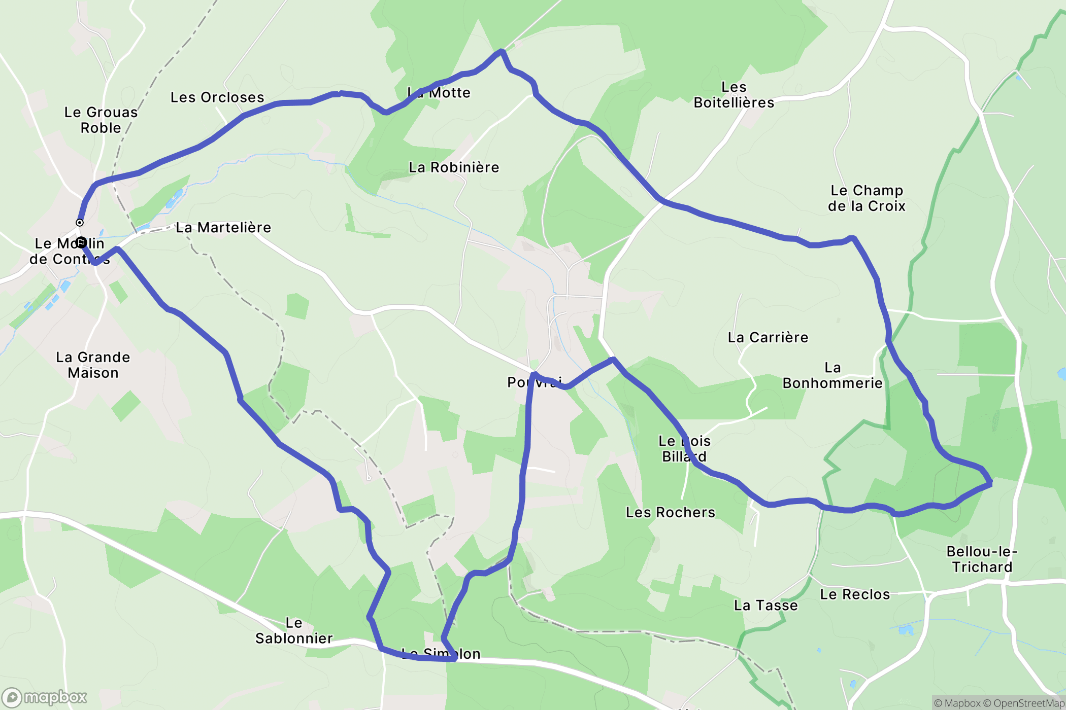 Saint-Cosme-en-Vairais : carte du parcours de randonnée - France