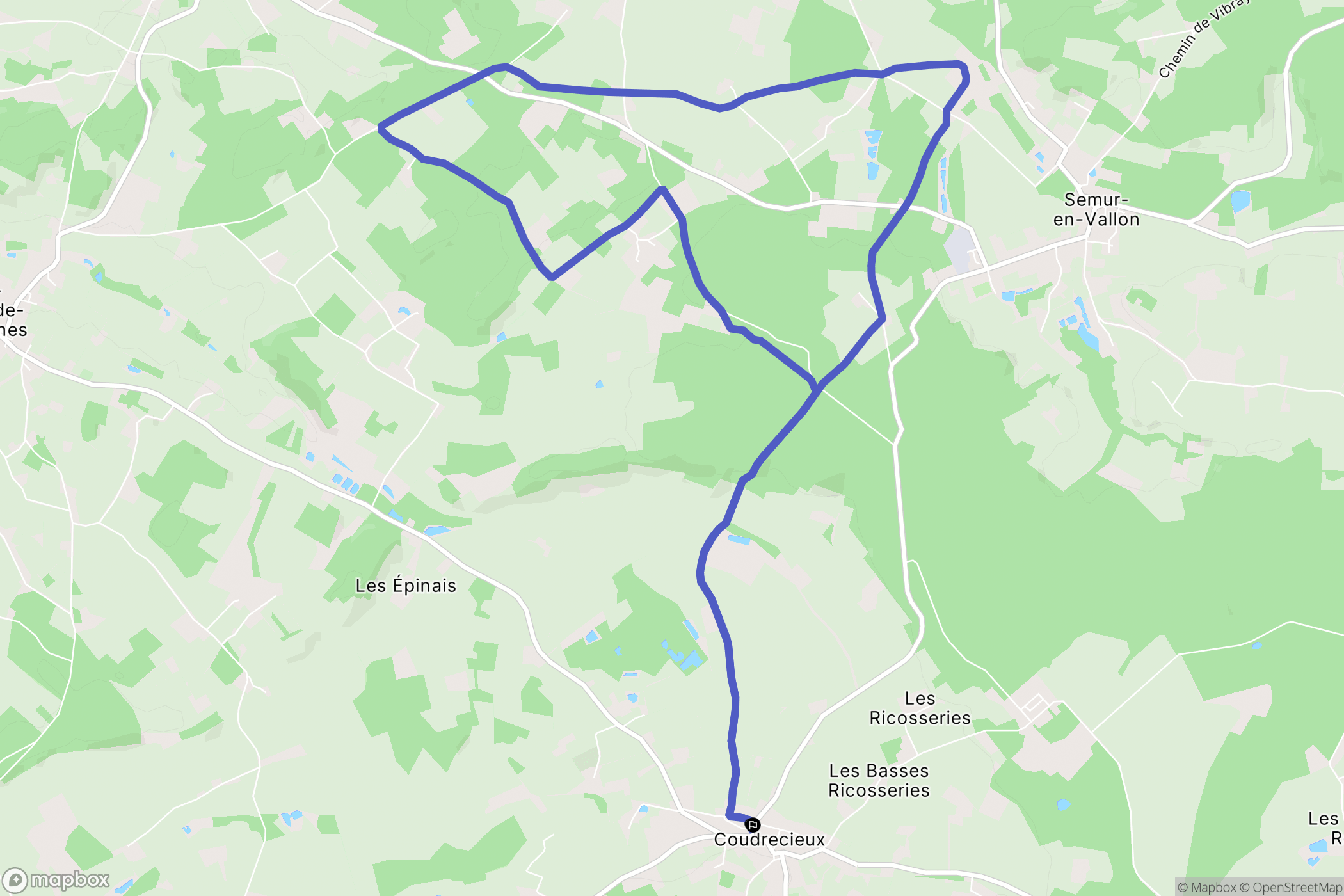Coudrecieux : carte du parcours de randonnée - France