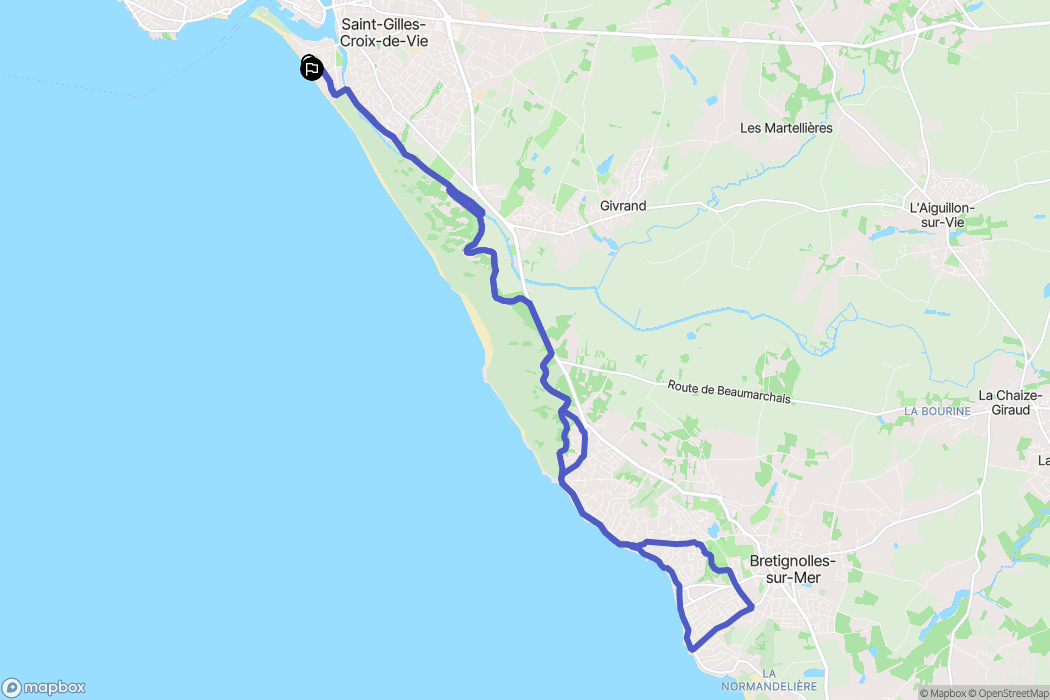 Saint-Gilles-Croix-de-Vie : carte du parcours de randonnée - France