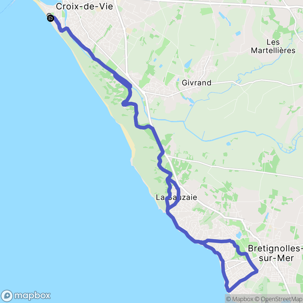 Saint-Gilles-Croix-de-Vie : carte du parcours de randonnée - France