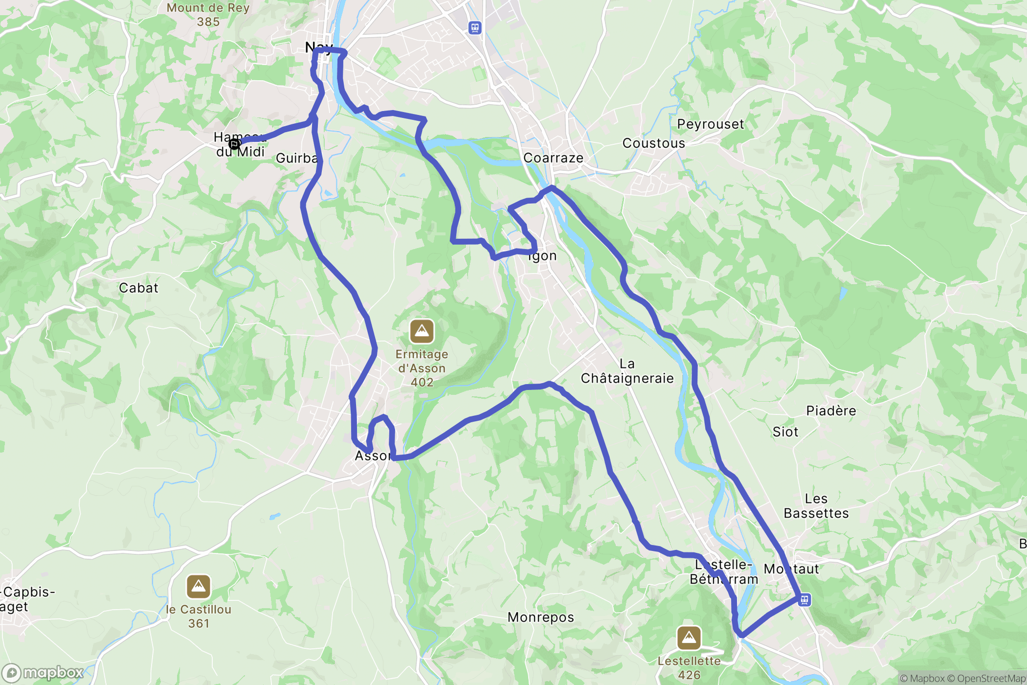Nay : carte du parcours de randonnée - France