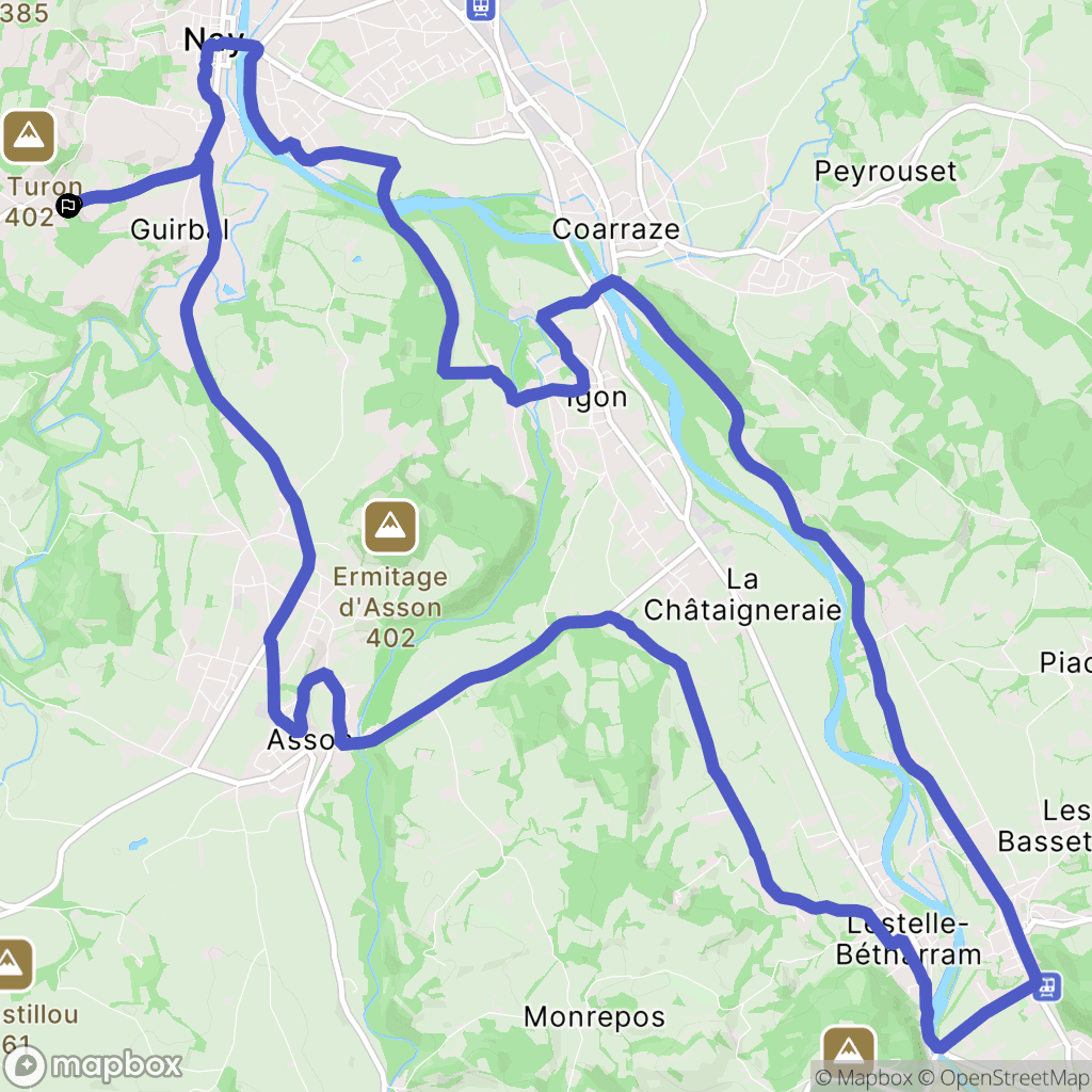 Nay : carte du parcours de randonnée - France