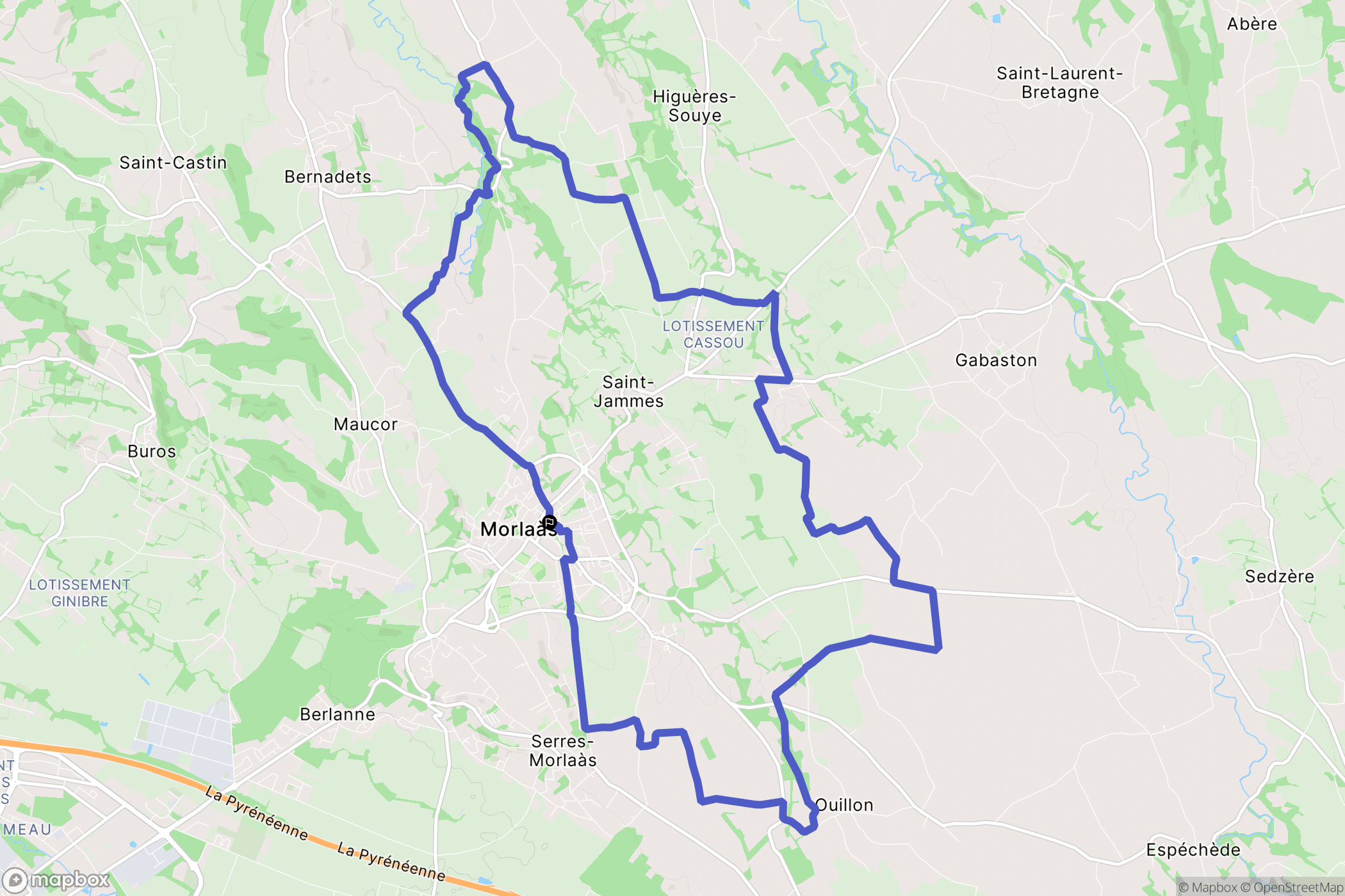 Morlaas : carte du parcours de randonnée - France