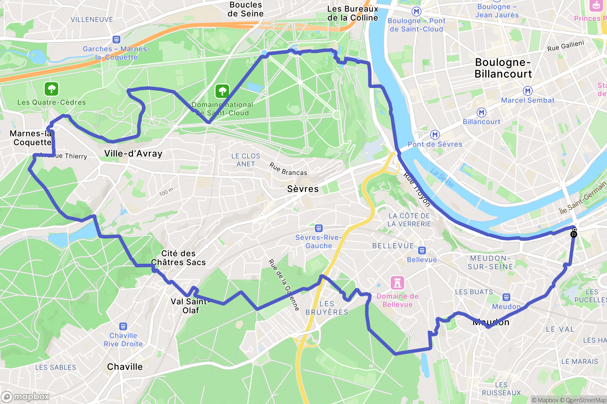 Issy-les-Moulineaux : carte du parcours de randonnée - France