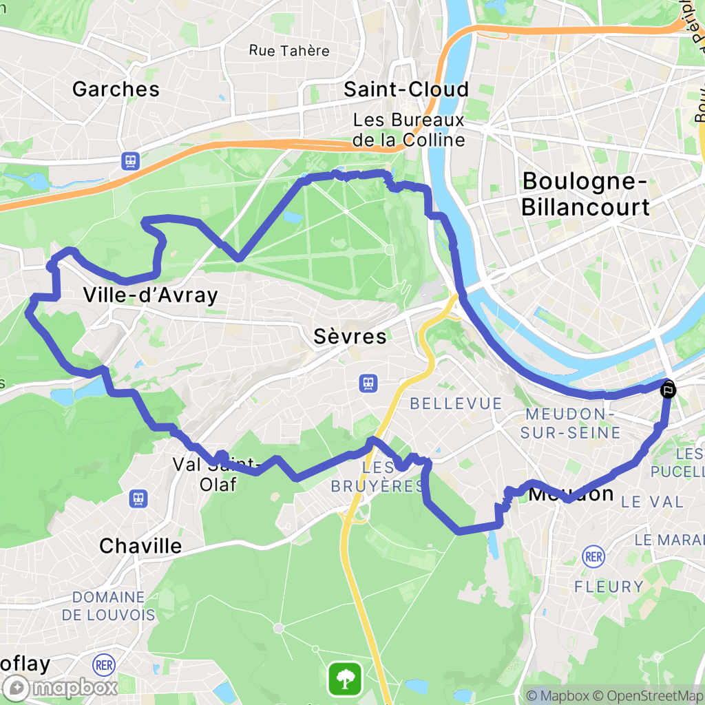 Issy-les-Moulineaux : carte du parcours de randonnée - France