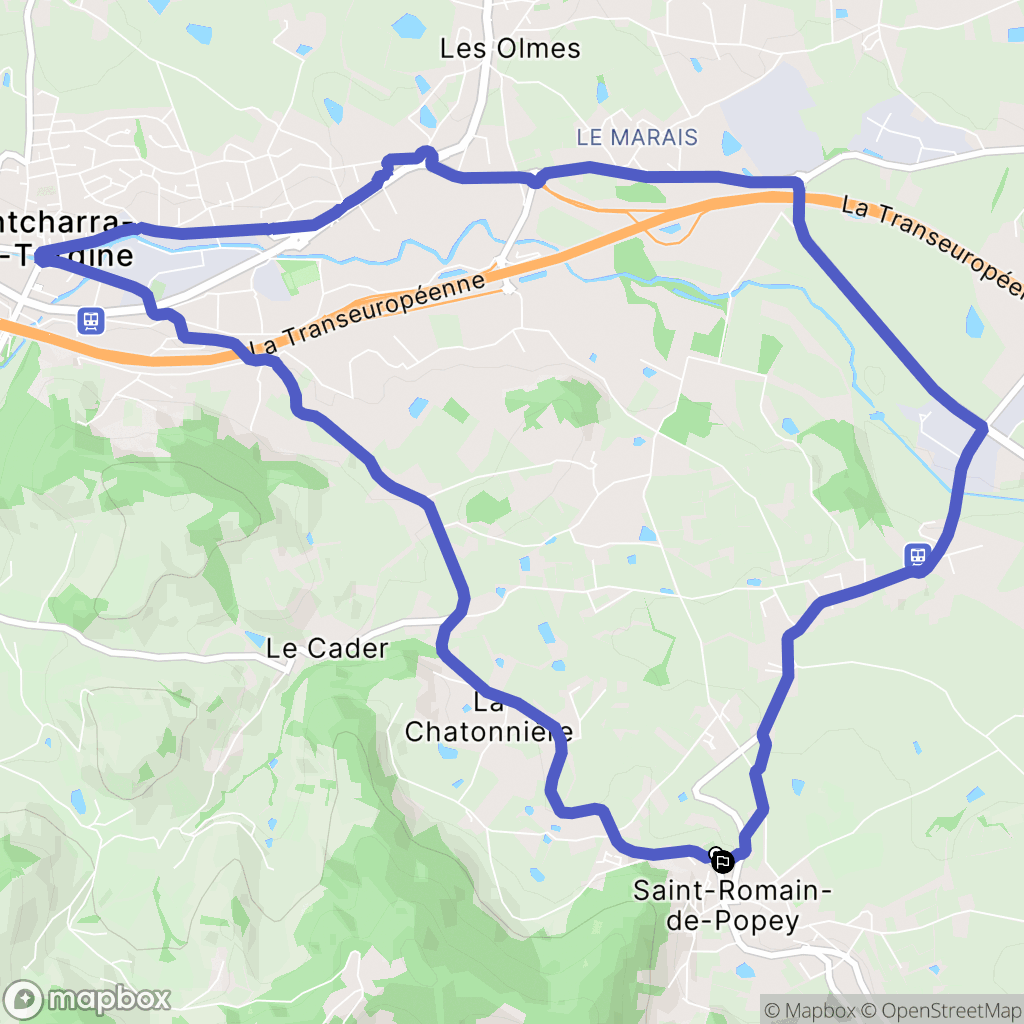 Saint-Romain-de-Popey : carte du parcours de randonnée - France