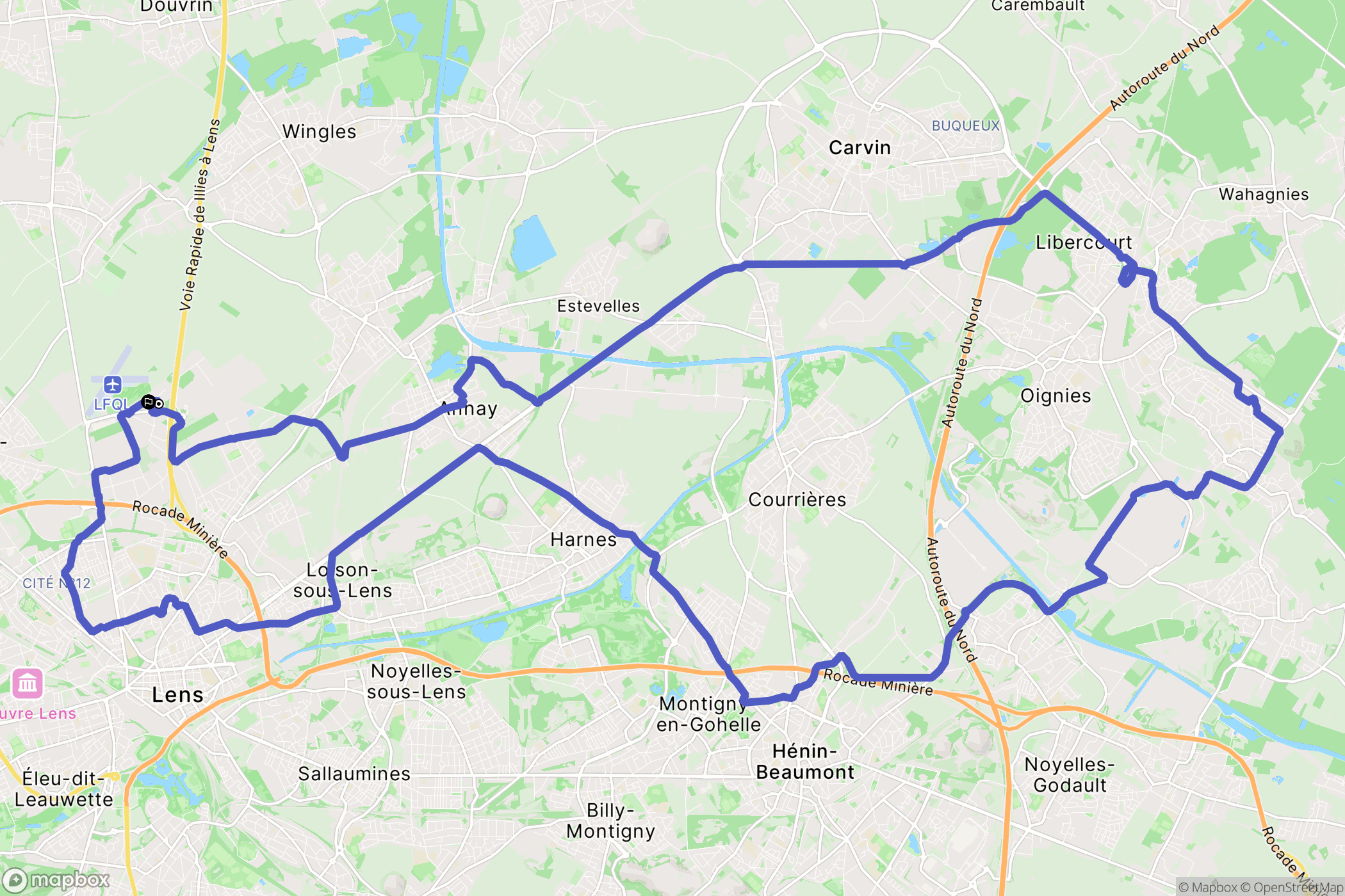 Vendin-le-Vieil : carte du parcours de randonnée - France