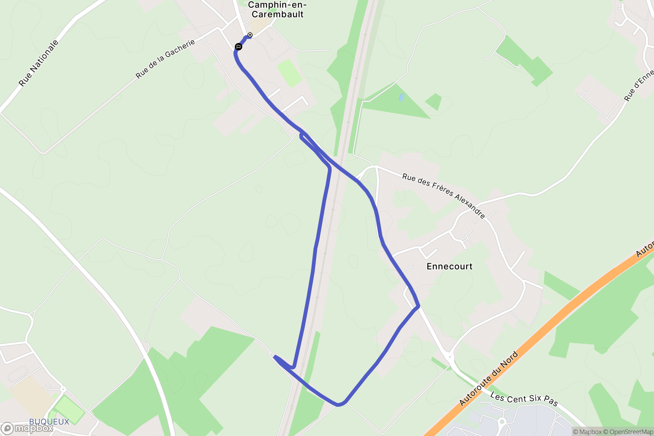 Camphin-en-Carembault : carte du parcours de randonnée - France