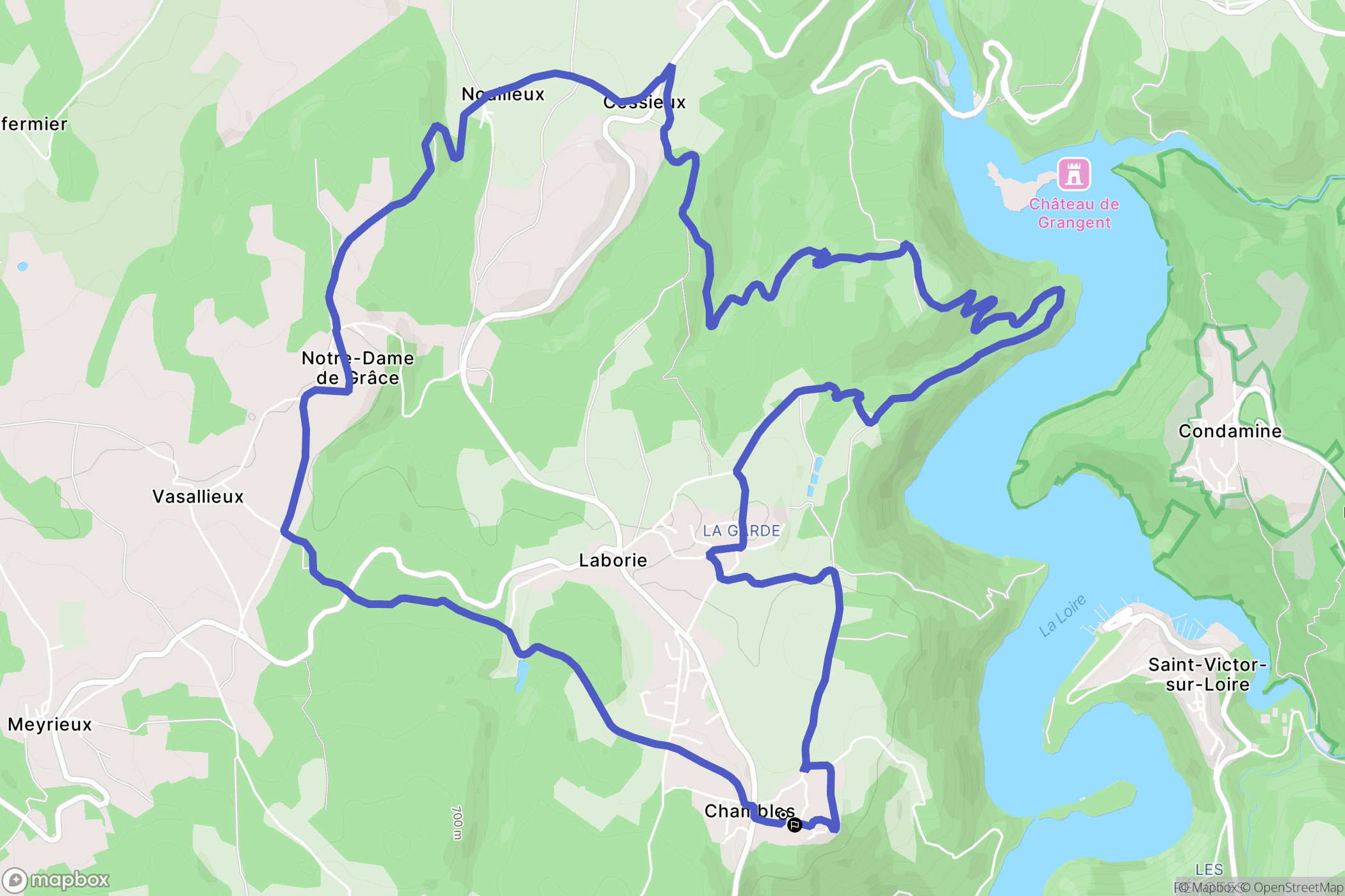 Chambles : carte du parcours de randonnée - France