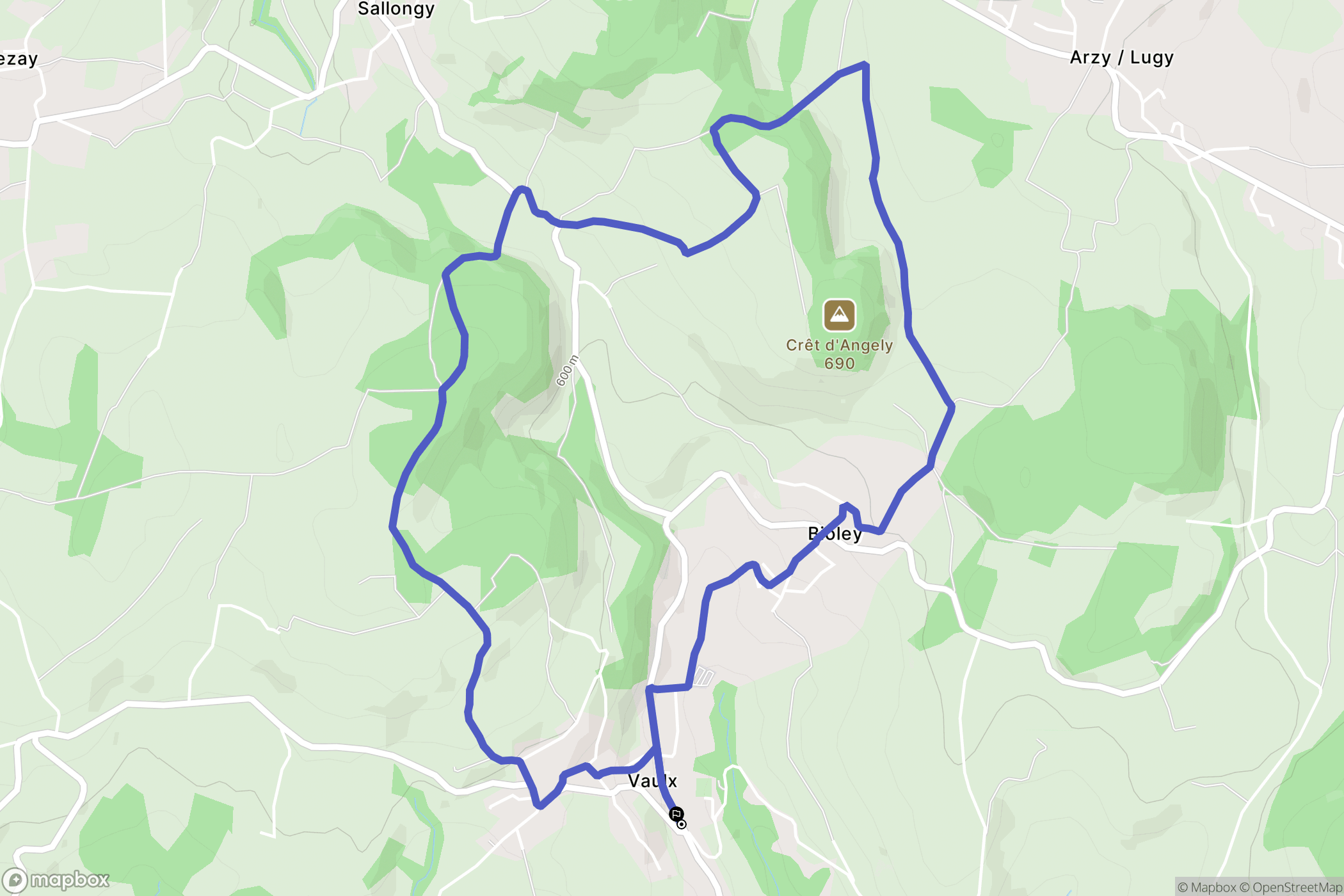 Vaulx : carte du parcours de randonnée - France