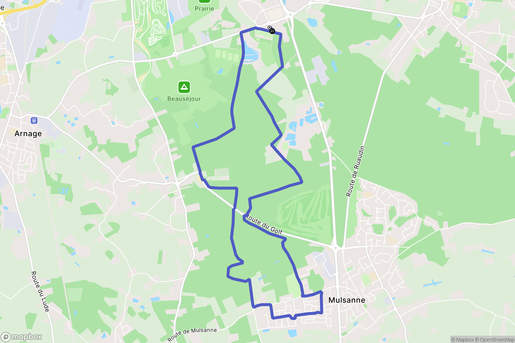 Mulsanne : carte du parcours de randonnée - France