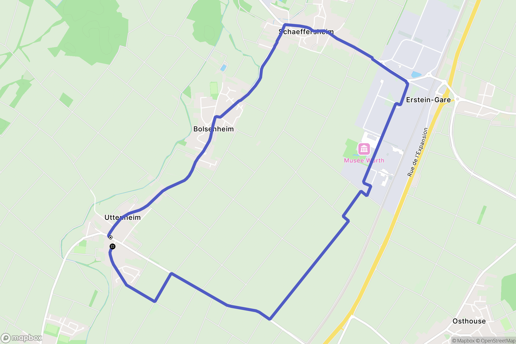 Uttenheim : carte du parcours de randonnée - France