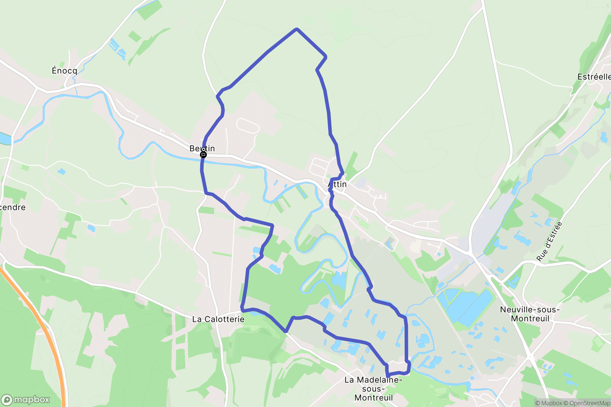 Beutin : carte du parcours de randonnée - France