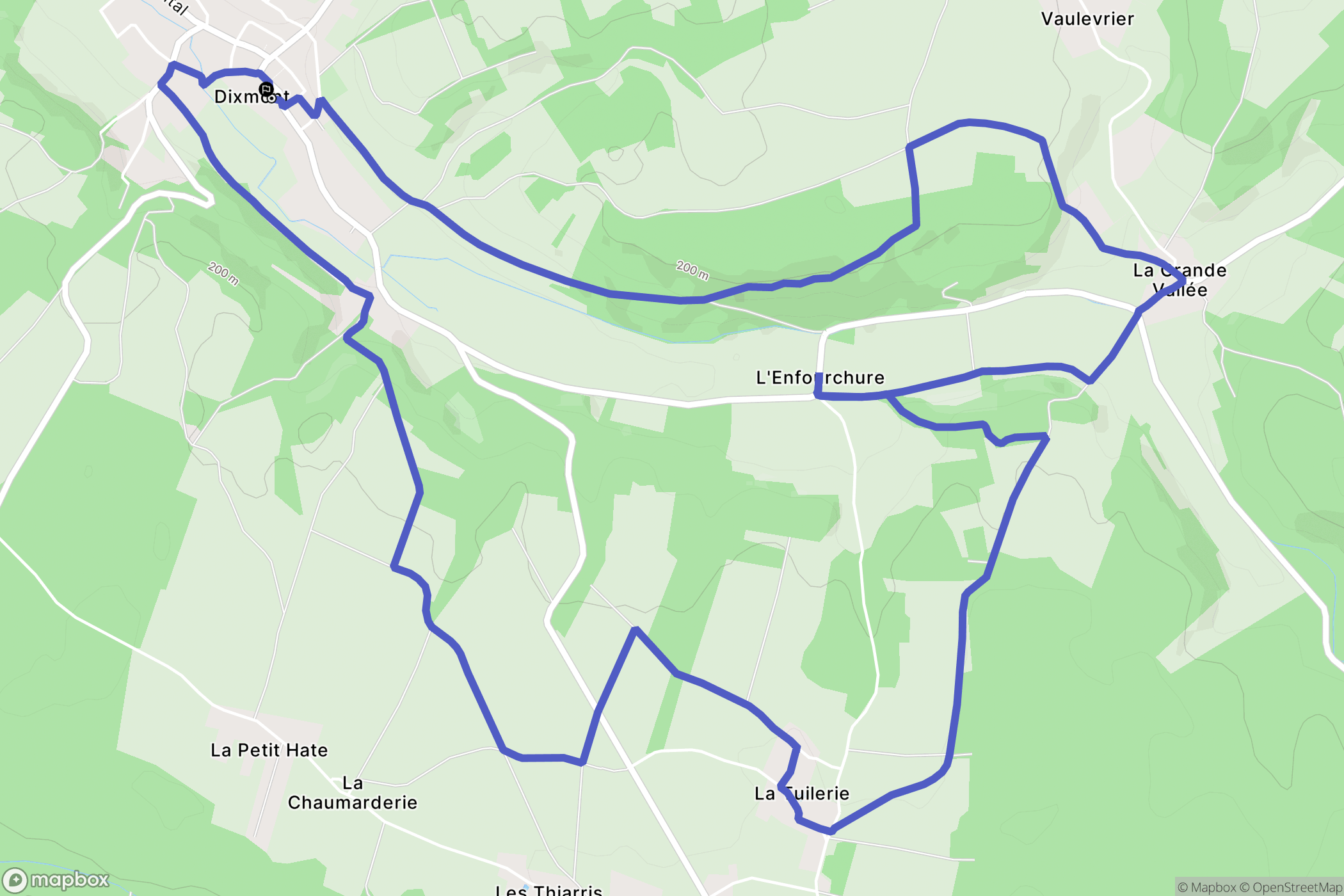 Dixmont : carte du parcours de randonnée - France