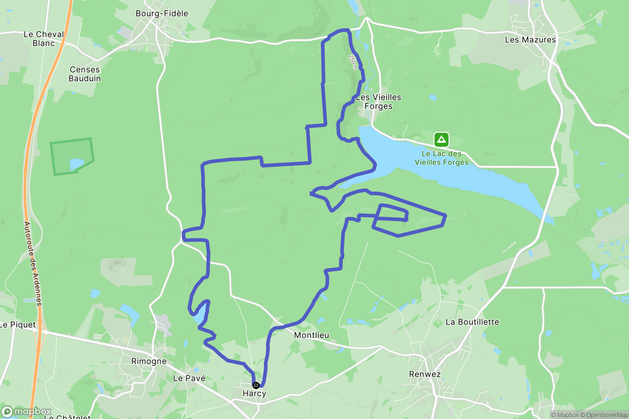 Harcy : carte du parcours de randonnée - France