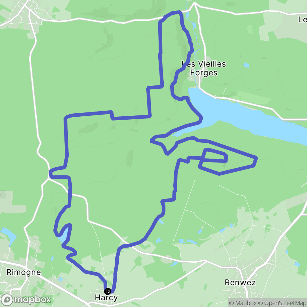 Harcy : carte du parcours de randonnée - France