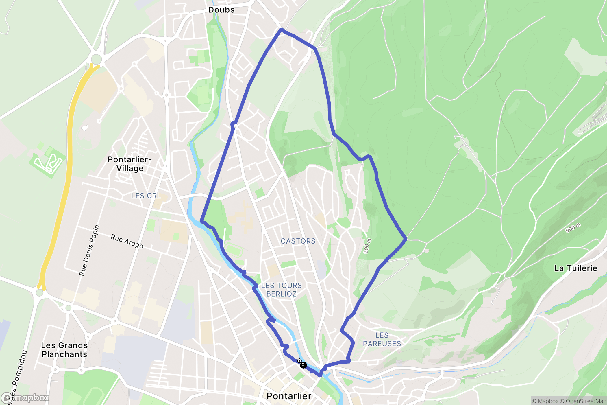Pontarlier : carte du parcours de randonnée - France