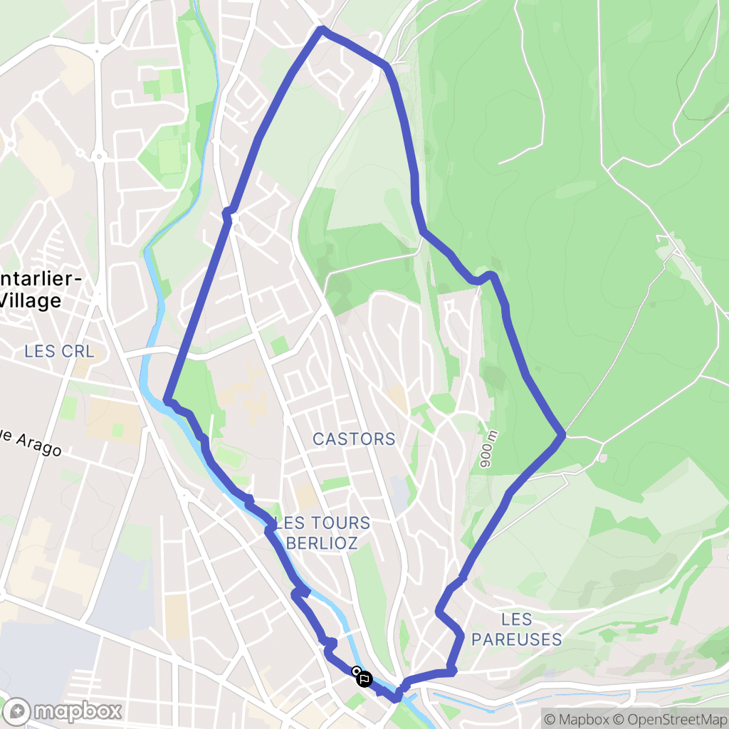 Pontarlier : carte du parcours de randonnée - France