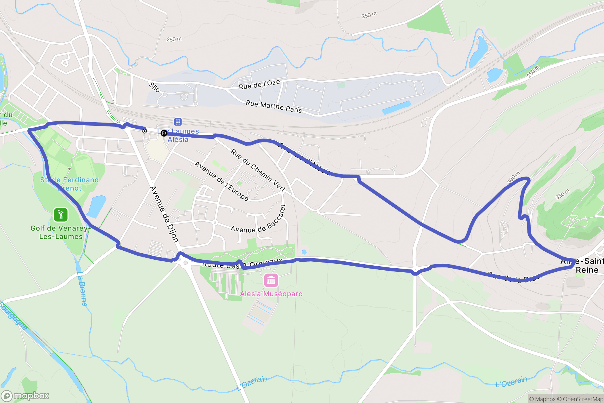 Venarey-les-Laumes : carte du parcours de randonnée - France