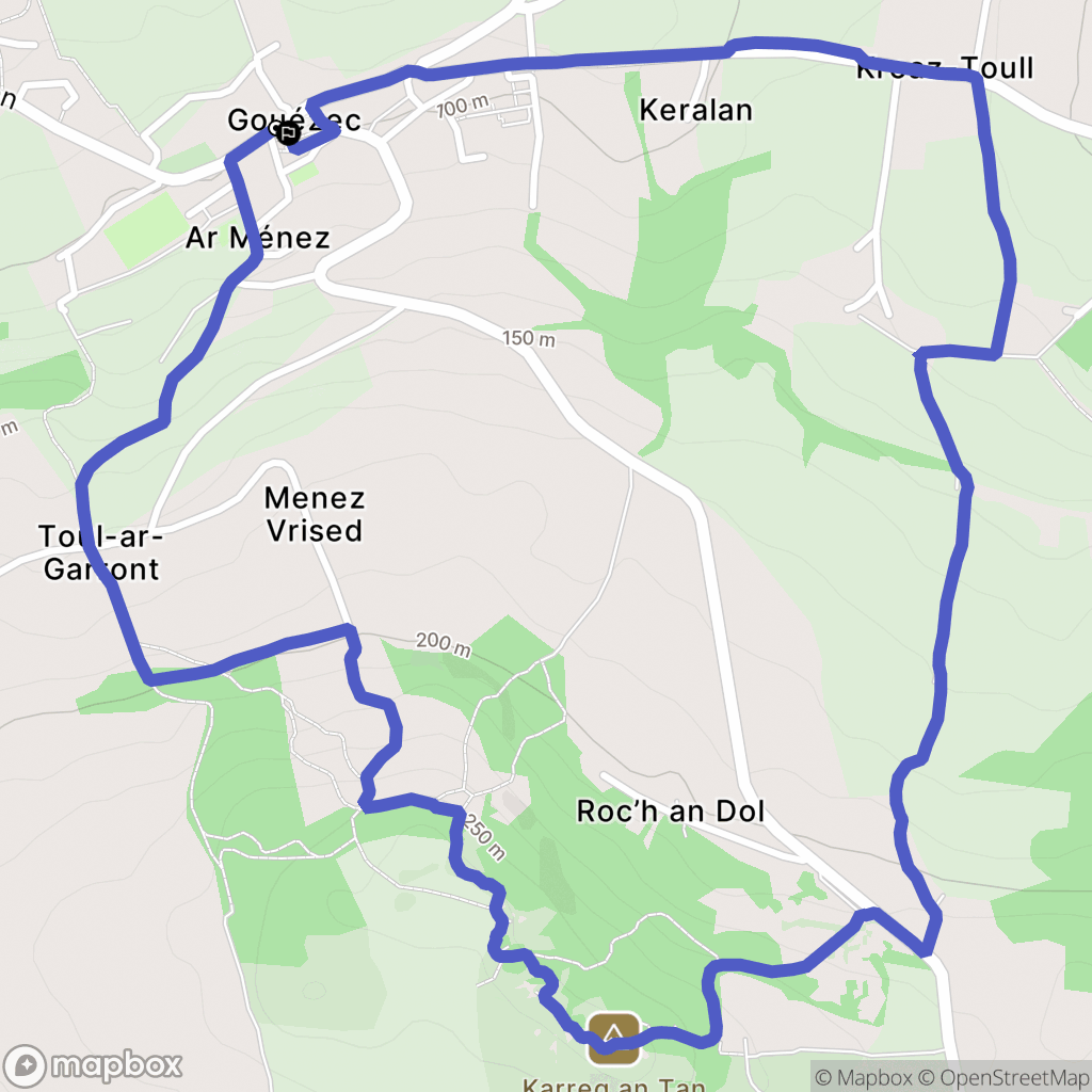 Gouézec : carte du parcours de randonnée - France