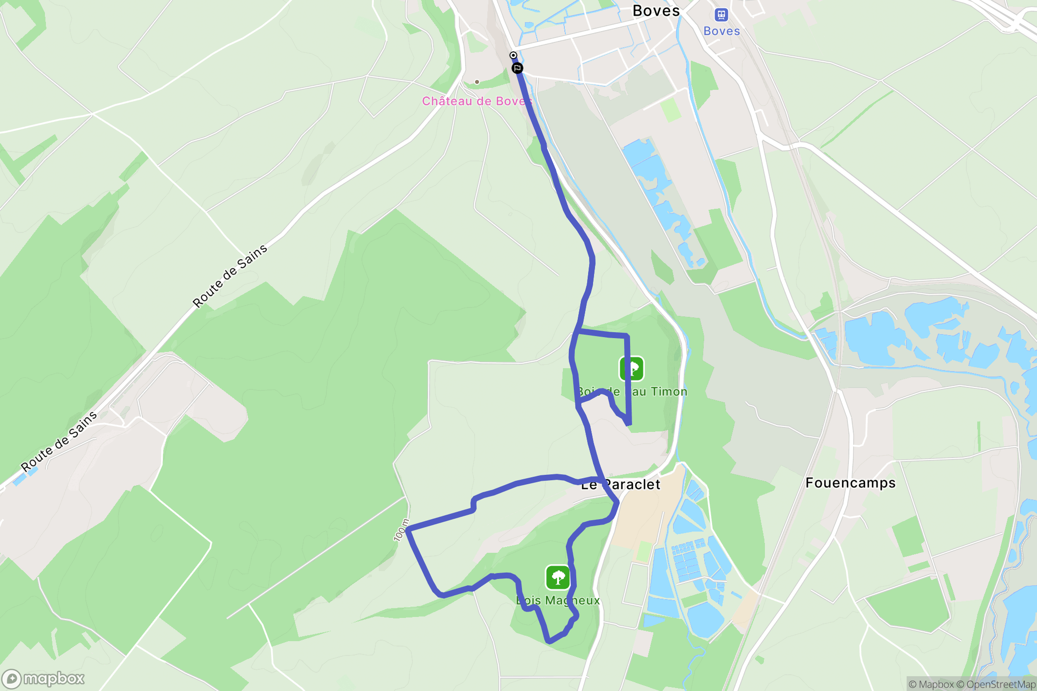 Boves : carte du parcours de randonnée - France