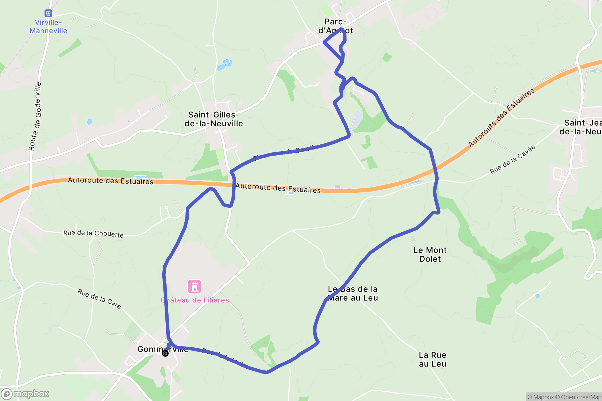 Gommerville : carte du parcours de randonnée - France