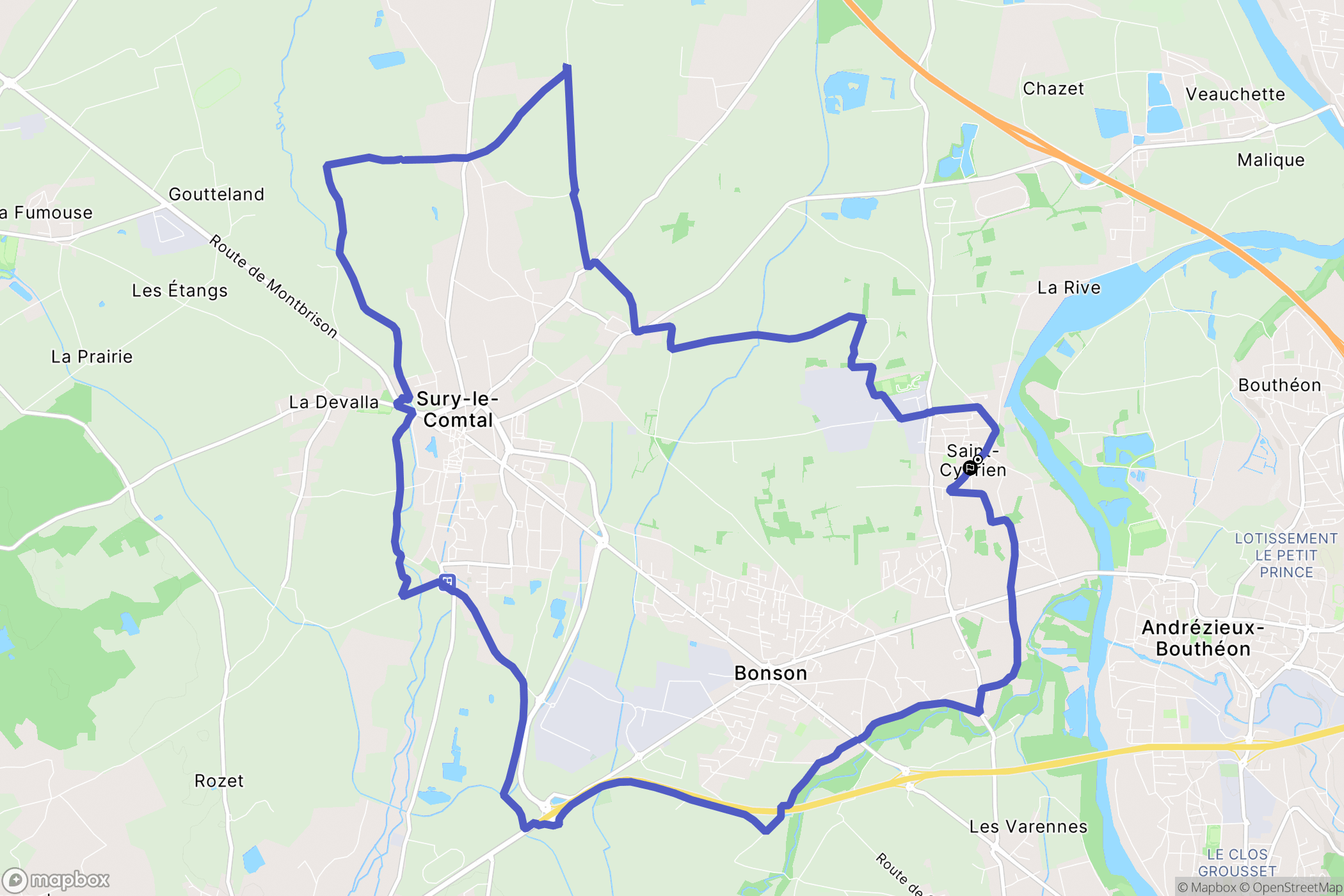 Saint-Cyprien : carte du parcours de randonnée - France